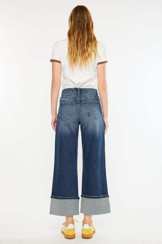 Collie Ultra High Rise Cropped Wide Leg Jeans