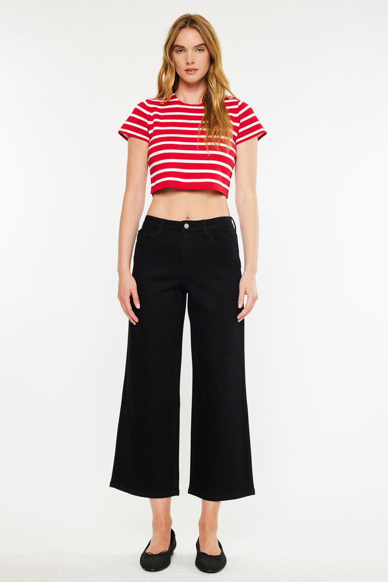 Shea Essentials High Rise Cropped Wide Leg Jeans - Official Kancan USA