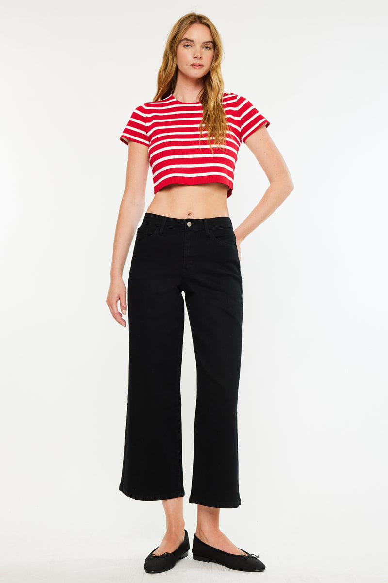 Shea Essentials High Rise Cropped Wide Leg Jeans - Official Kancan USA