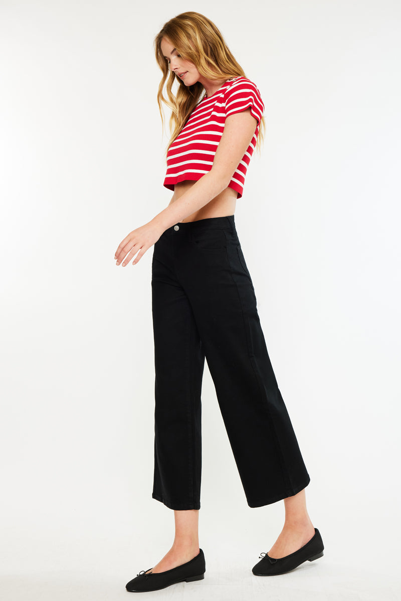 Shea Essentials High Rise Cropped Wide Leg Jeans - Official Kancan USA