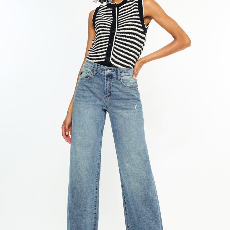 Bellen Essentials High Rise Wide Jeans - Official Kancan USA