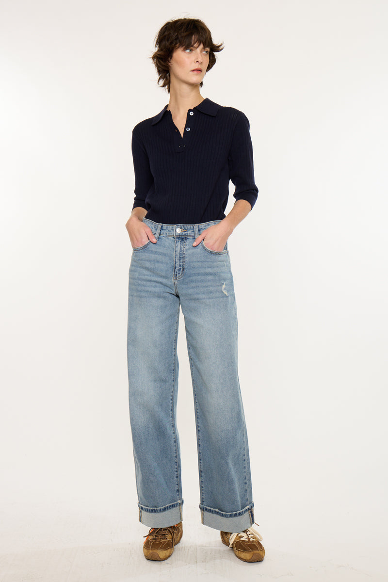 Bellen Essentials High Rise Wide Jeans - Official Kancan USA