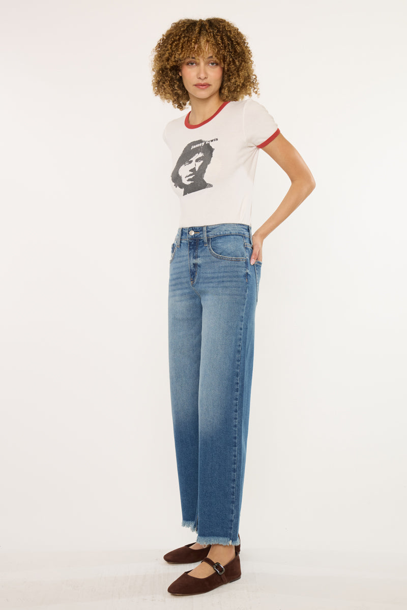 Aruli Essentials High Rise Crop Wide Leg Jeans - Official Kancan USA