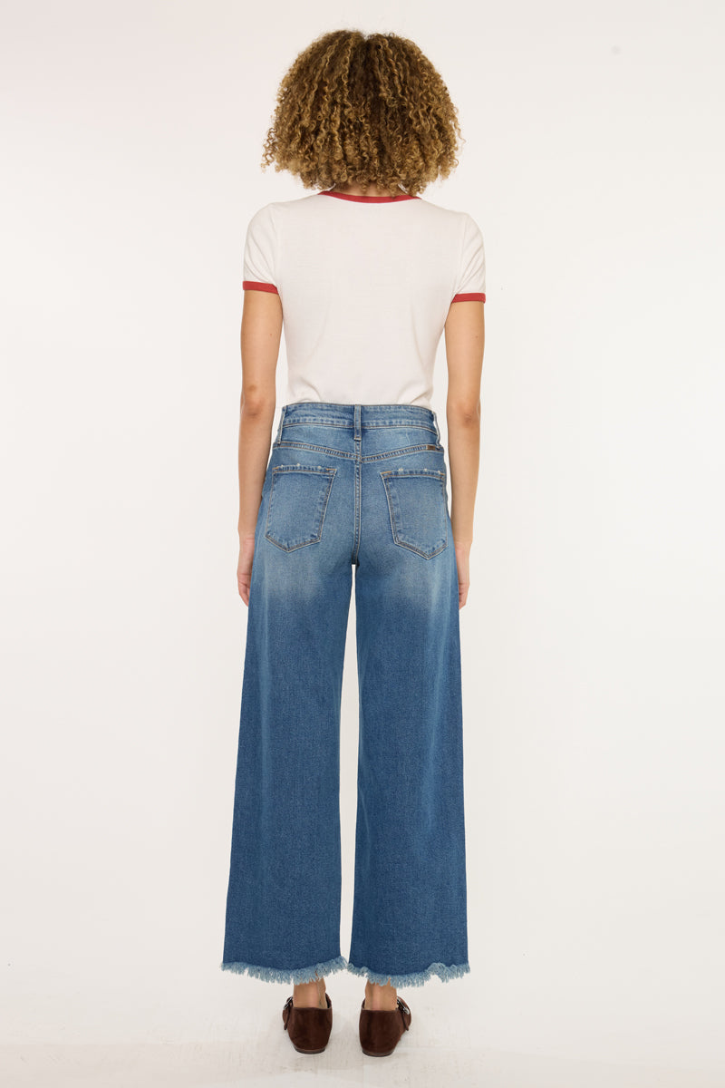 Aruli Essentials High Rise Crop Wide Leg Jeans - Official Kancan USA