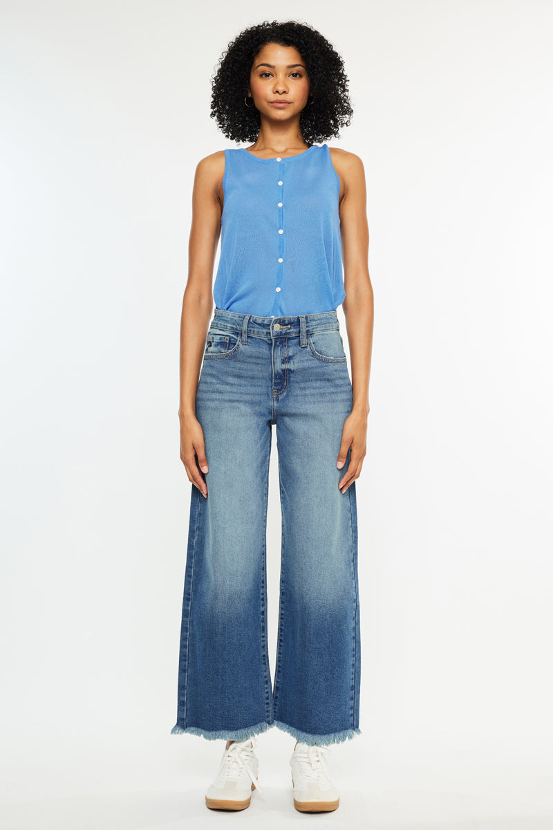 Aruli Essentials High Rise Cropped Wide Leg Jeans - Official Kancan USA