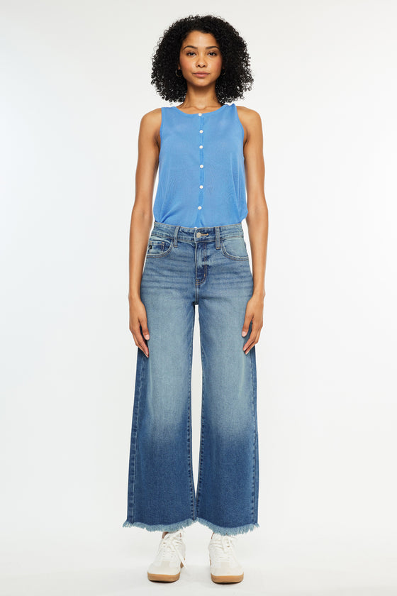 Aruli Essentials High Rise Cropped Wide Leg Jeans - Official Kancan USA