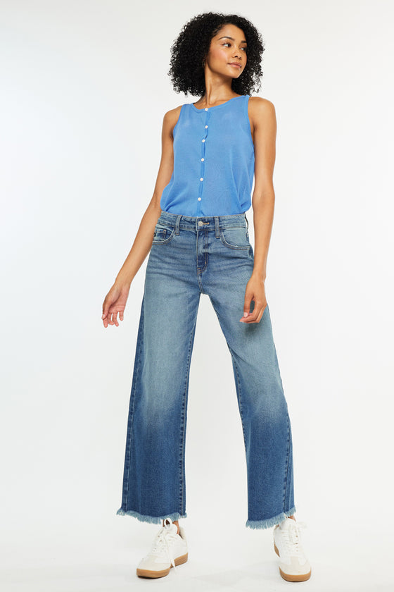 Aruli Essentials High Rise Cropped Wide Leg Jeans - Official Kancan USA