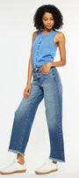 Aruli Essentials High Rise Cropped Wide Leg Jeans - Official Kancan USA
