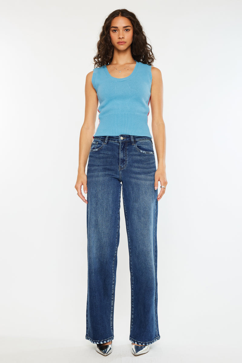 Tiara Essentials High Rise Wide Leg Jeans - Official Kancan USA