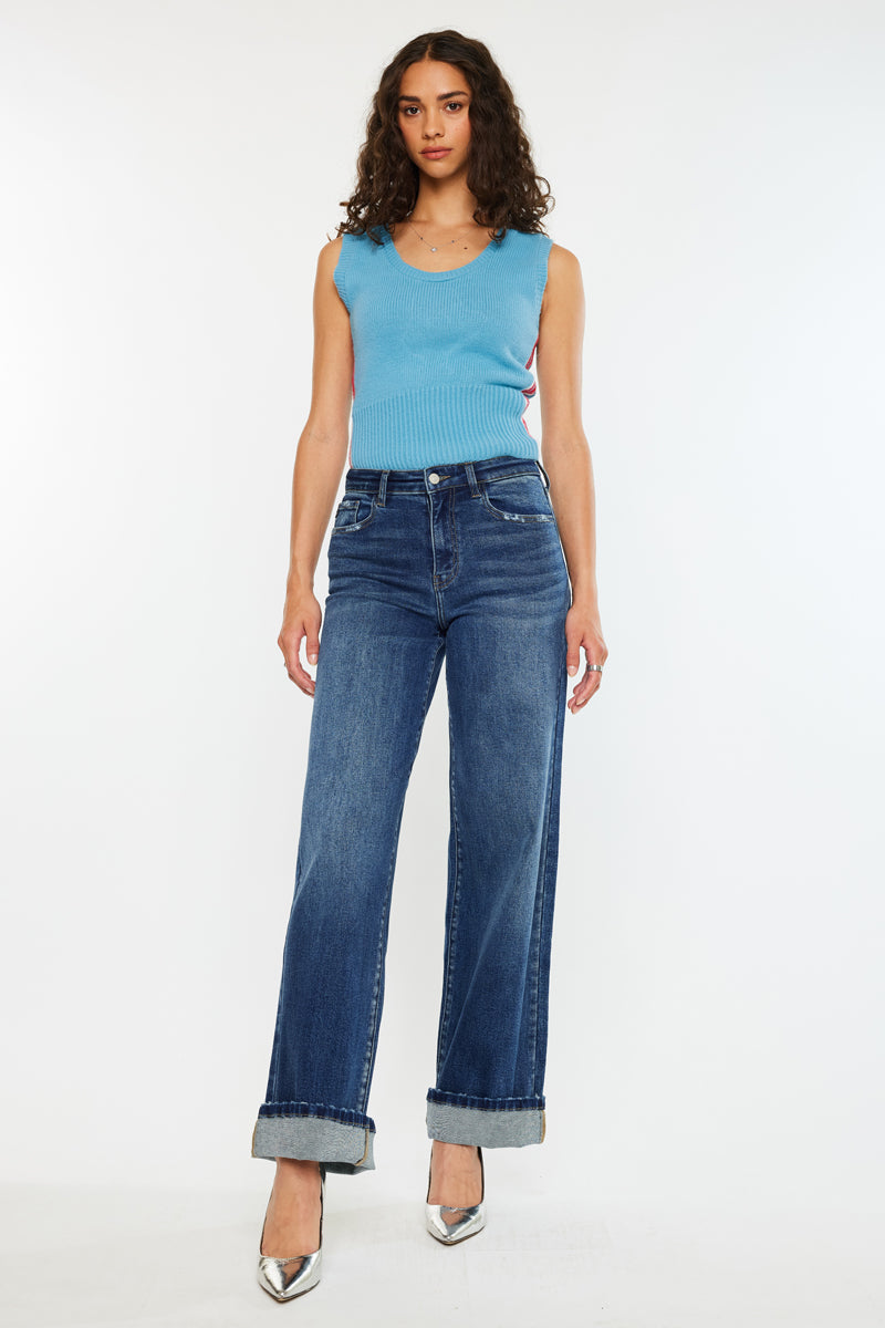 Tiara Essentials High Rise Wide Leg Jeans - Official Kancan USA