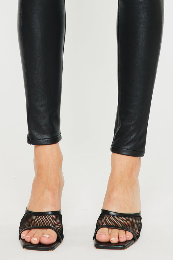 Cherry High Rise Faux Leather Super Skinny Jeans - Official Kancan USA