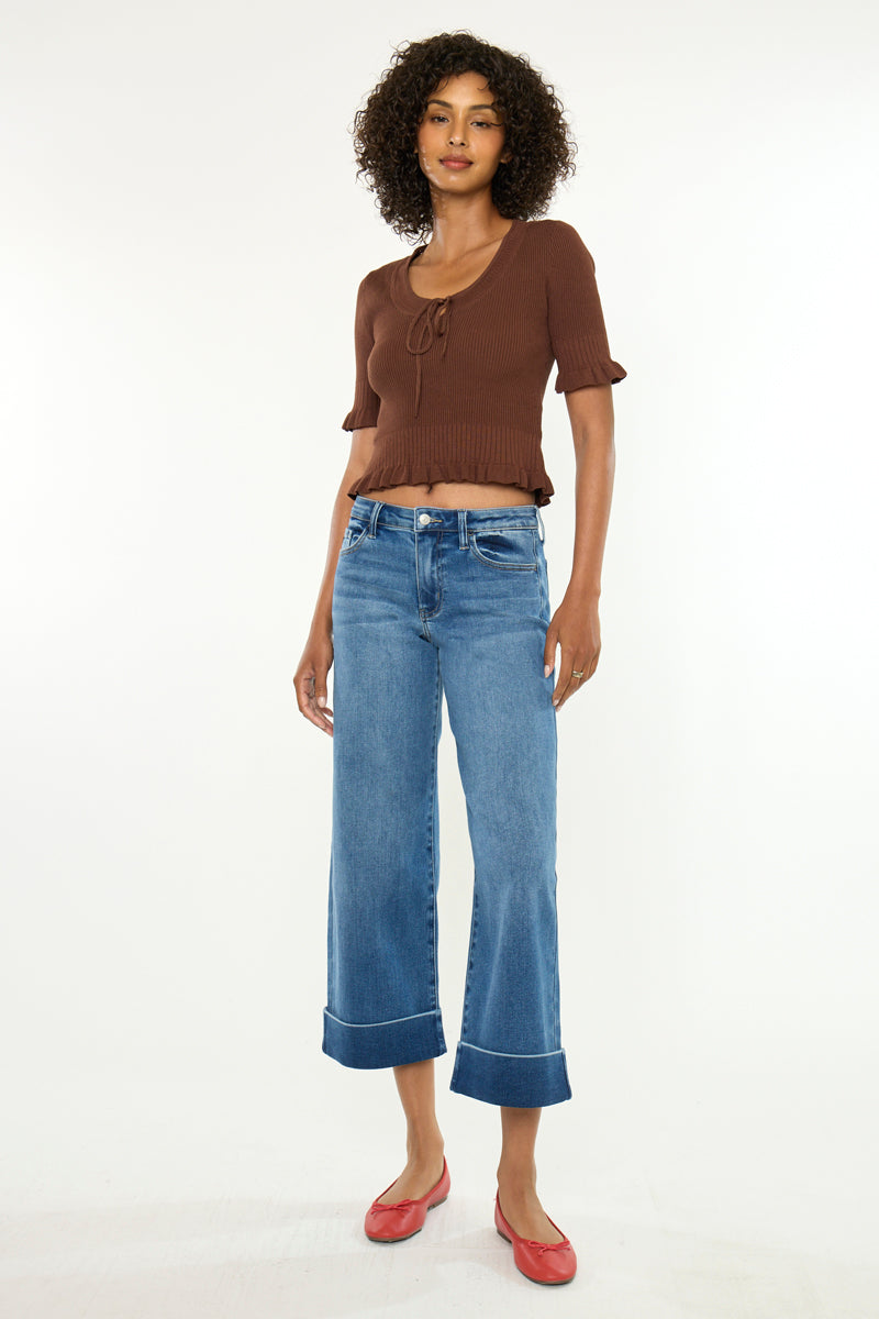 CanCan Fig Essentials Mid Rise Crop Wide – Kancan USA