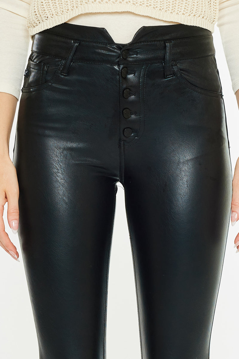 Janet High Rise Faux Leather Ankle Skinny Pants - Official Kancan USA