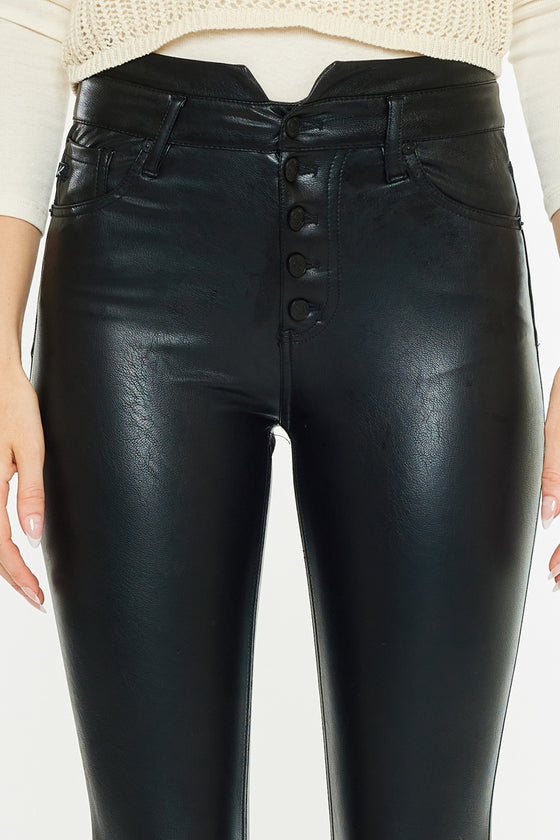 Janet High Rise Faux Leather Ankle Skinny Pants - Official Kancan USA