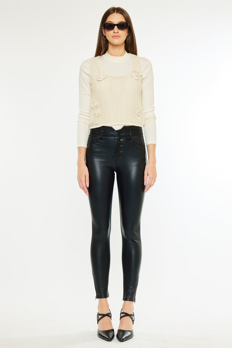 Janet High Rise Faux Leather Ankle Skinny Pants - Official Kancan USA