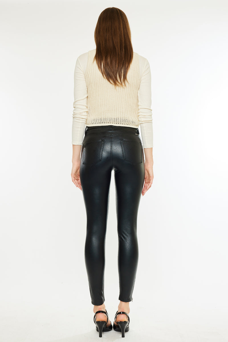 Janet High Rise Faux Leather Ankle Skinny Pants - Official Kancan USA