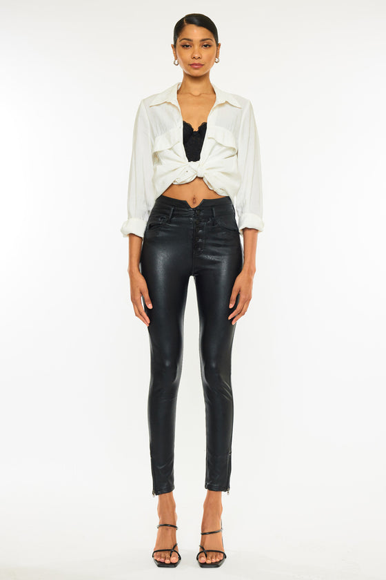 Janet High Rise Faux Leather Ankle Skinny Pants - Official Kancan USA