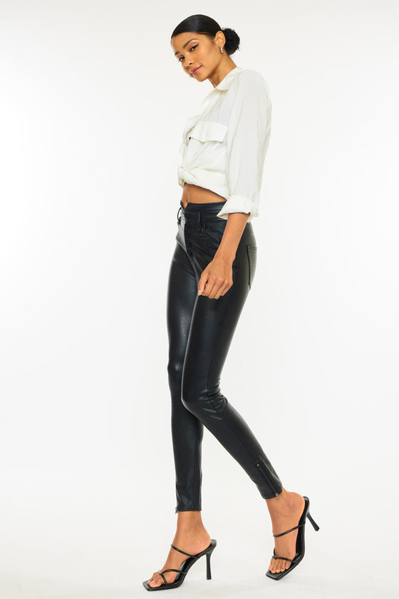 Janet High Rise Faux Leather Ankle Skinny Pants - Official Kancan USA