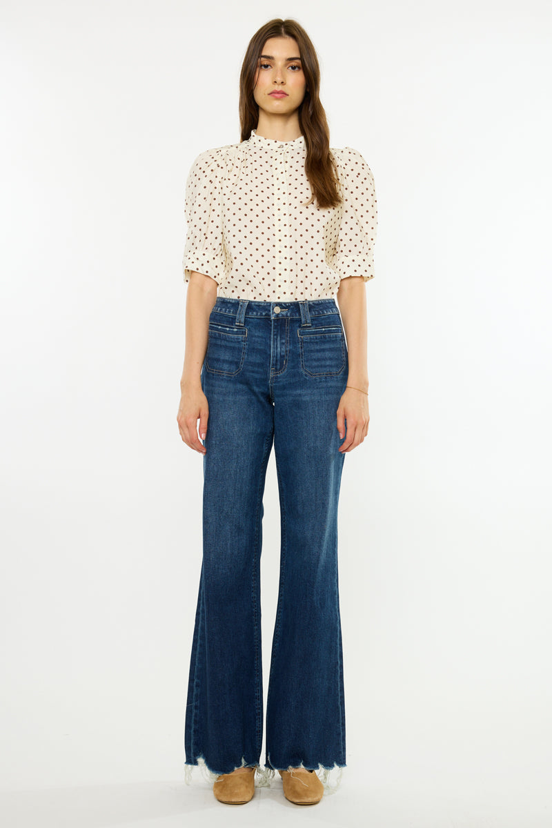 Pattie Essentials Mid Rise Wide Flare