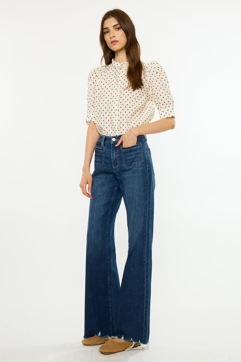 Pattie Essentials Mid Rise Wide Flare