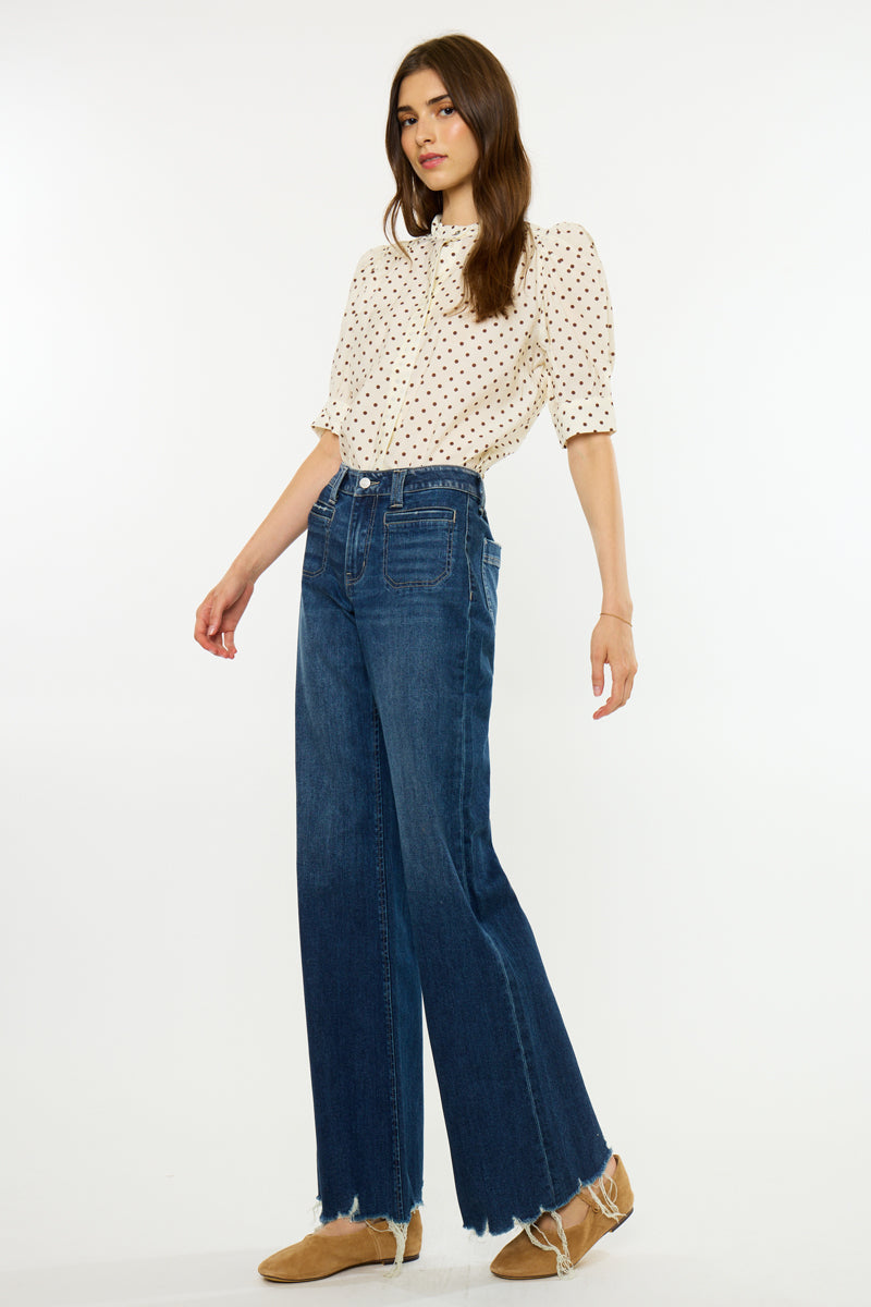 Pattie Essentials Mid Rise Wide Flare