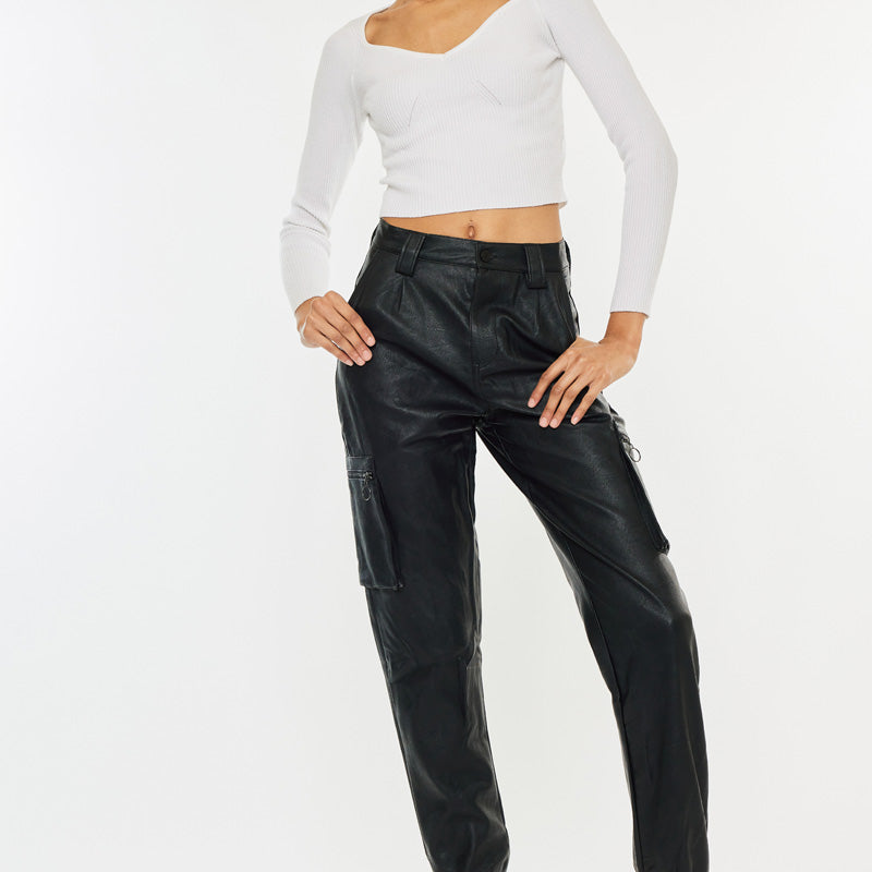 Rooney Ultra High Rise Faux Leather Joggers - Official Kancan USA