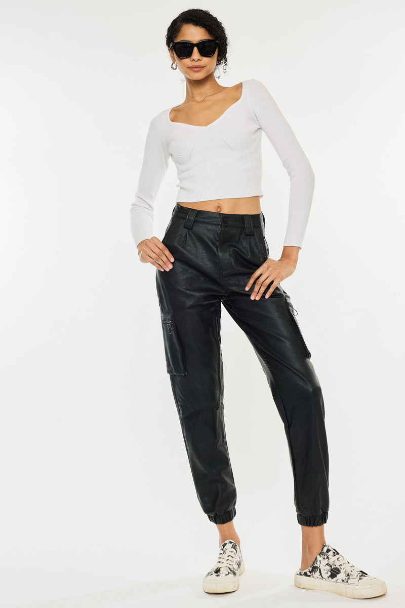 Rooney Ultra High Rise Faux Leather Joggers - Official Kancan USA