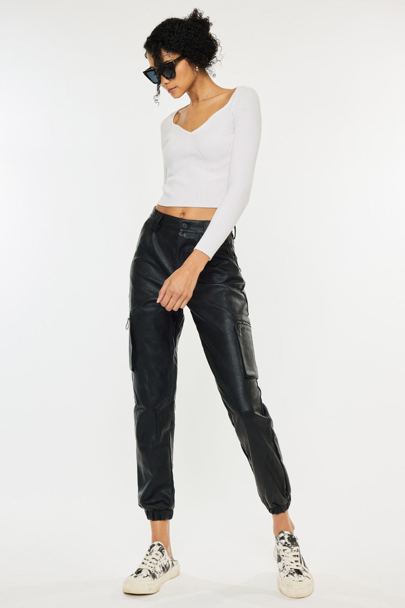 Rooney Ultra High Rise Faux Leather Joggers - Official Kancan USA