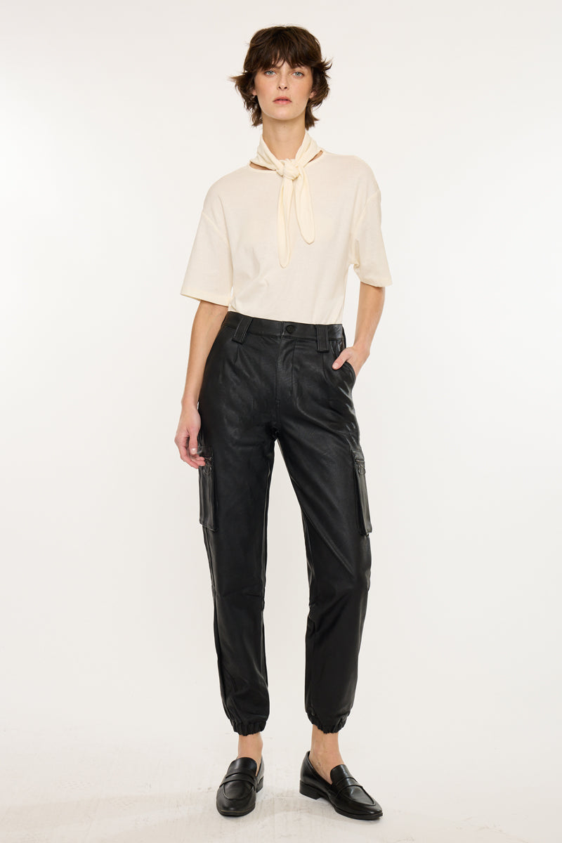 Rooney Ultra High Rise Faux Leather Joggers - Official Kancan USA