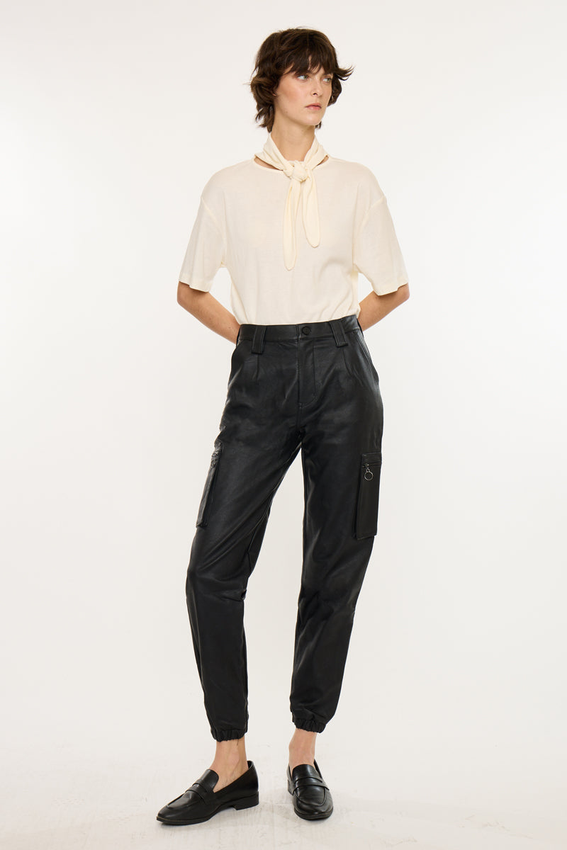 Rooney Ultra High Rise Faux Leather Joggers - Official Kancan USA