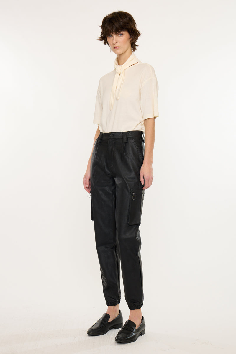 Rooney Ultra High Rise Faux Leather Joggers - Official Kancan USA