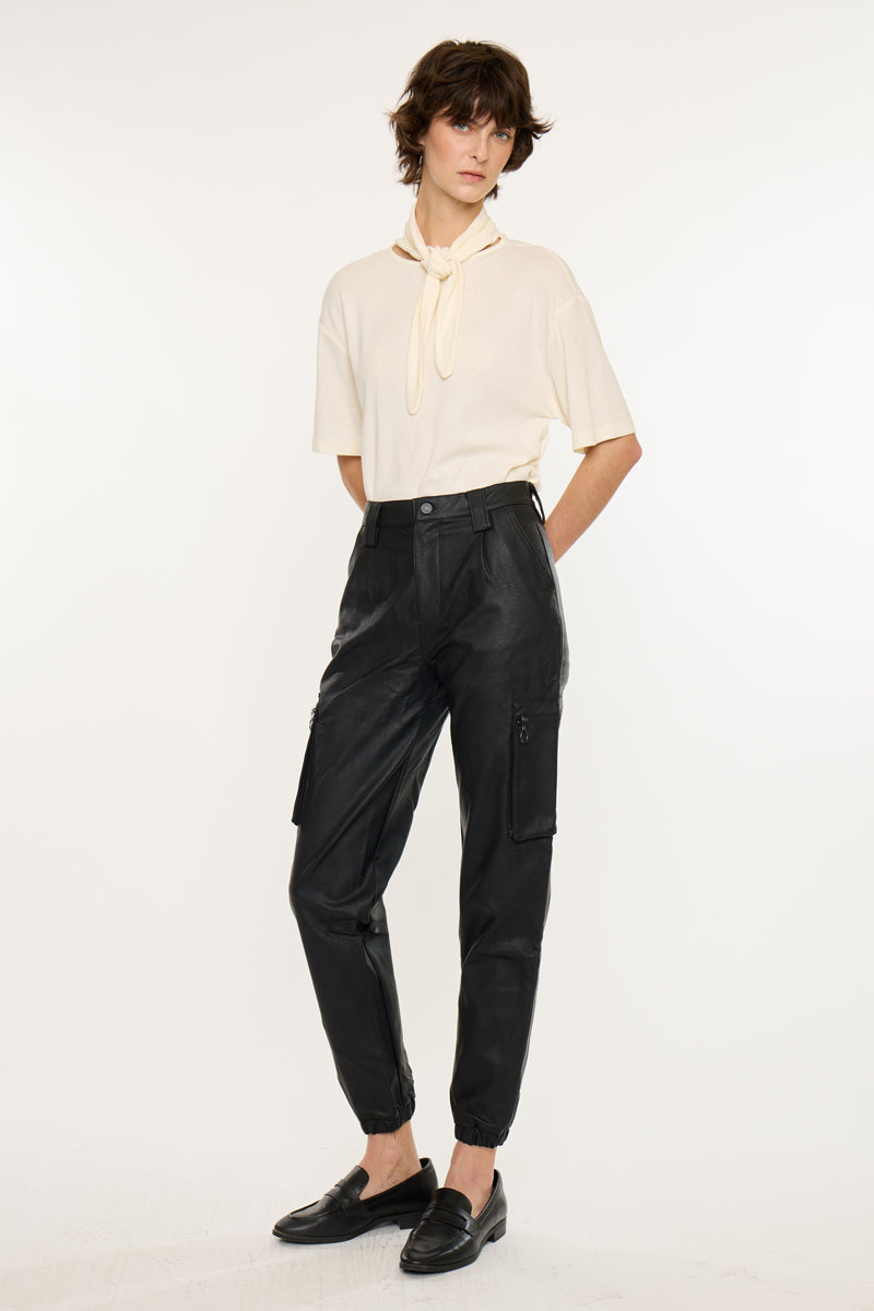 Rooney Ultra High Rise Faux Leather Joggers - Official Kancan USA