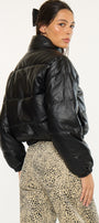 Taylor Cropped Faux Leather Puffer Jacket - Official Kancan USA