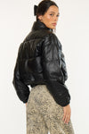 Taylor Cropped Faux Leather Puffer Jacket - Official Kancan USA