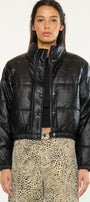 Taylor Cropped Faux Leather Puffer Jacket - Official Kancan USA