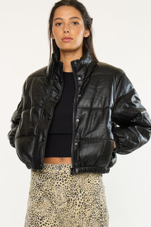  Taylor Cropped Faux Leather Puffer Jacket