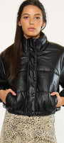 Taylor Cropped Faux Leather Puffer Jacket - Official Kancan USA