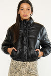 Taylor Cropped Faux Leather Puffer Jacket - Official Kancan USA