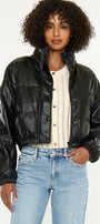 Taylor Cropped Faux Leather Puffer Jacket - Official Kancan USA