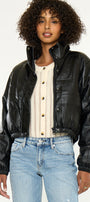 Taylor Cropped Faux Leather Puffer Jacket - Official Kancan USA