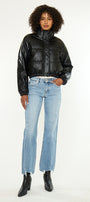 Taylor Cropped Faux Leather Puffer Jacket - Official Kancan USA