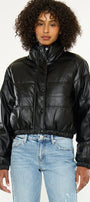 Taylor Cropped Faux Leather Puffer Jacket - Official Kancan USA