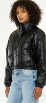 Taylor Cropped Faux Leather Puffer Jacket - Official Kancan USA