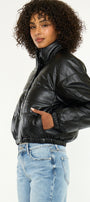 Taylor Cropped Faux Leather Puffer Jacket - Official Kancan USA