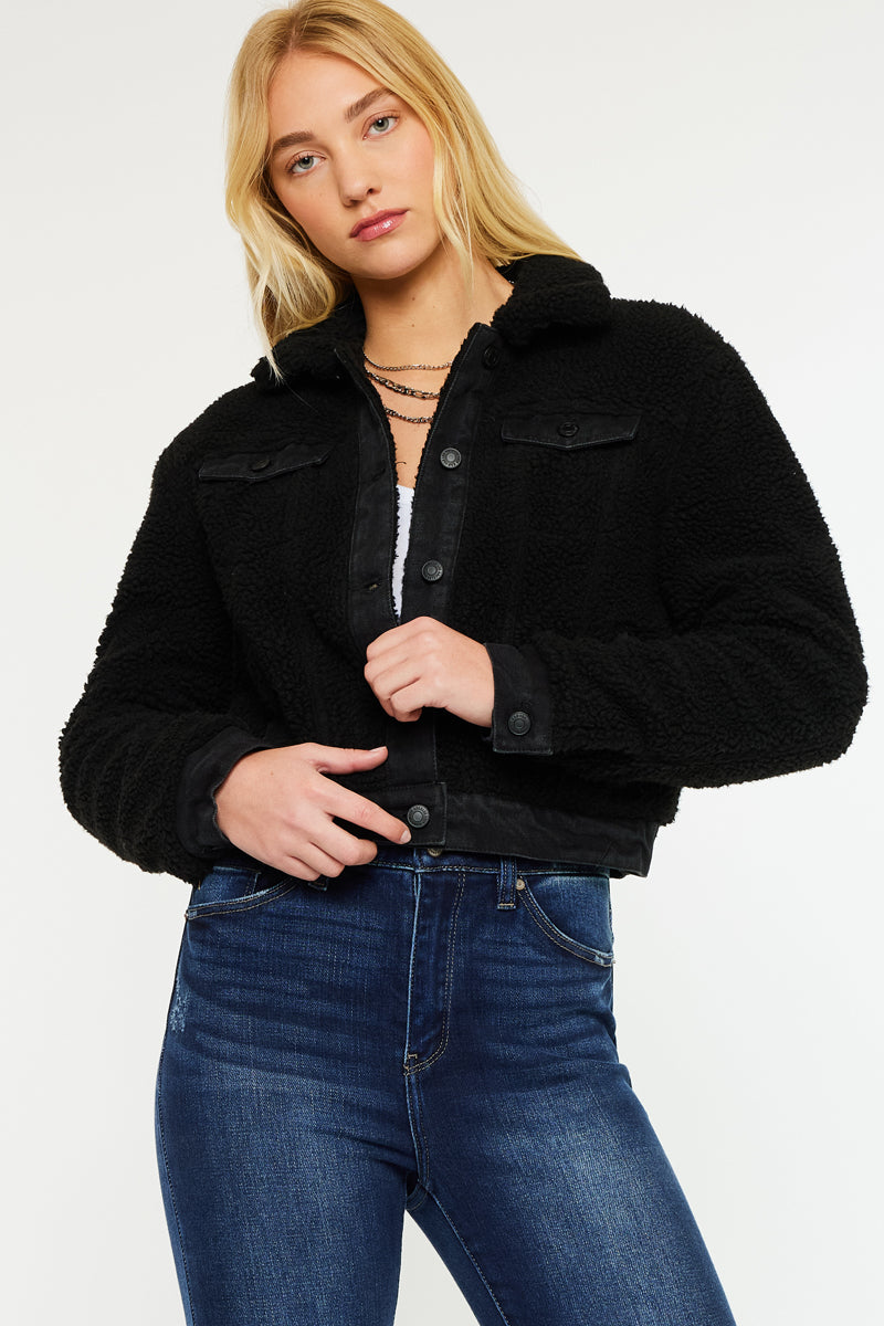 Monet Cropped Sherpa Jacket - Official Kancan USA
