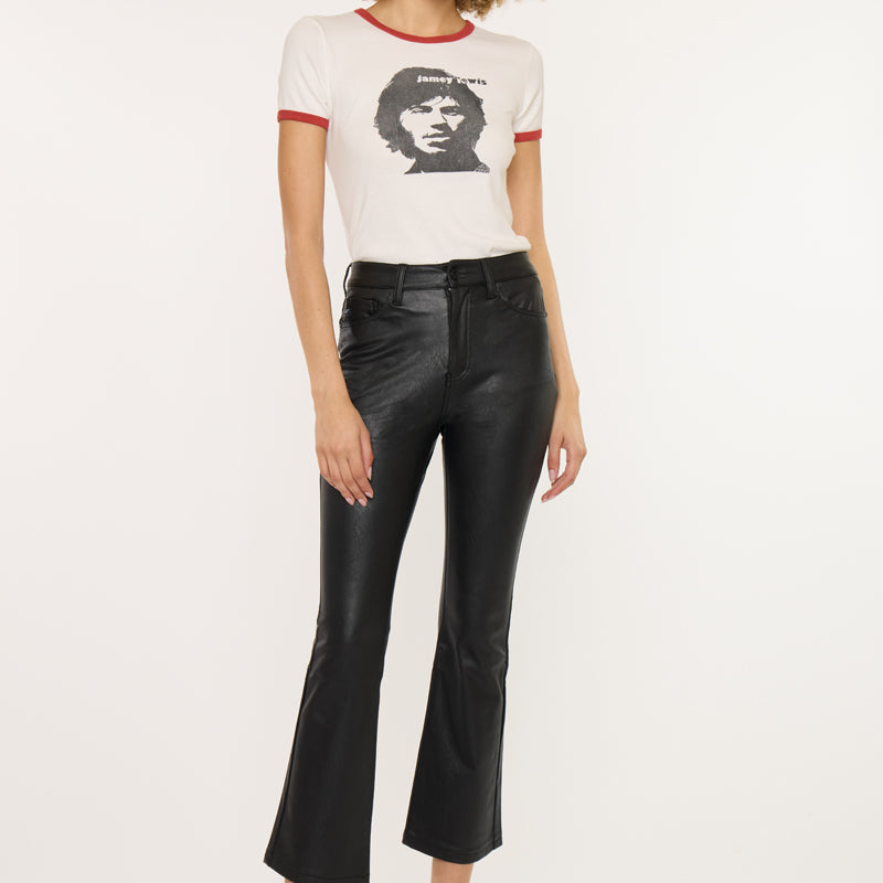 Darla High Rise Vegan Leather Kick Flare - Official Kancan USA