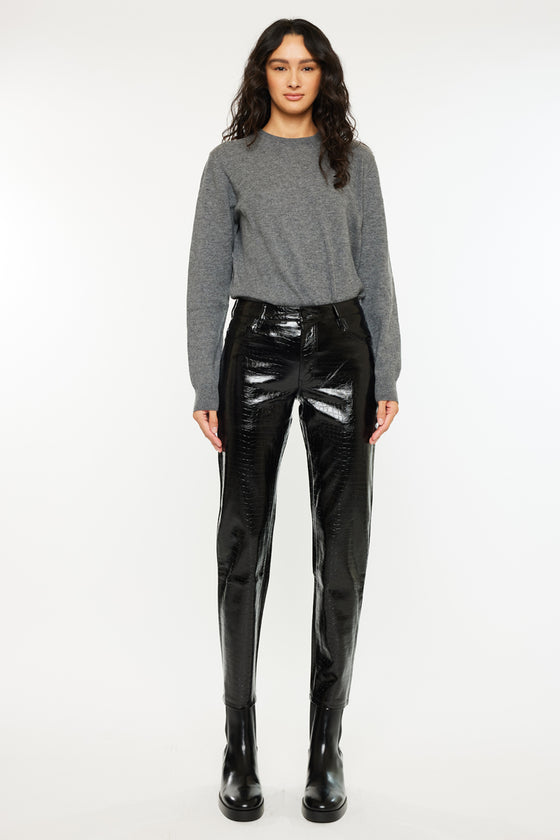 Josephine Faux Leather Mom Fit Pants - Official Kancan USA