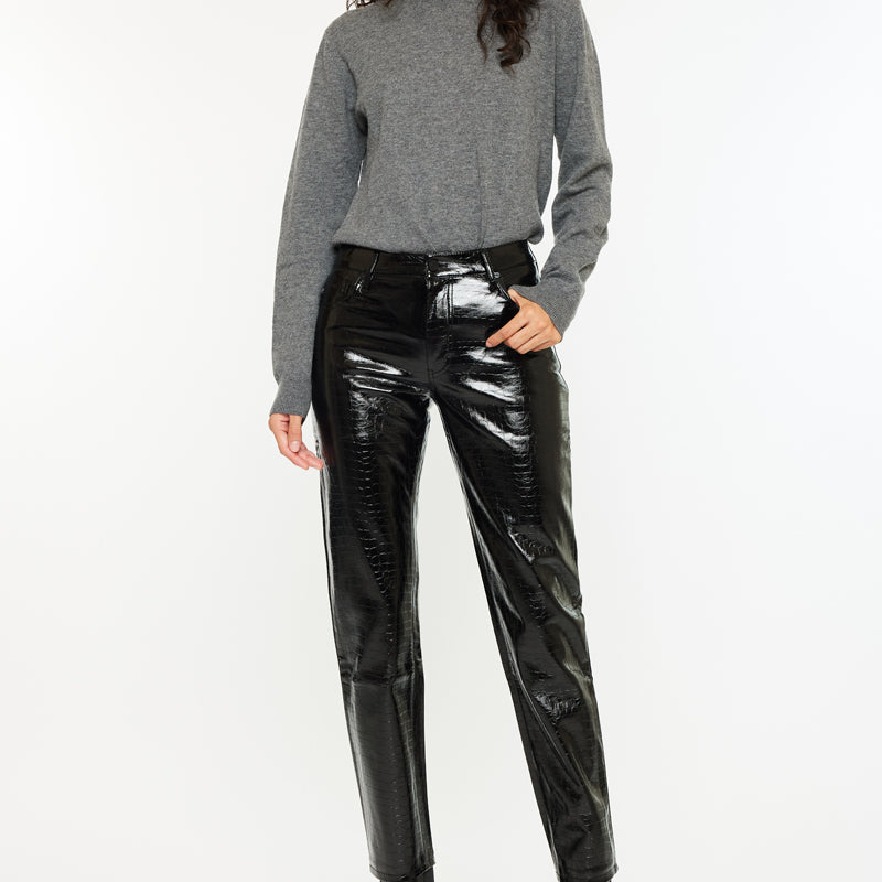 Josephine Faux Leather Mom Fit Pants - Official Kancan USA