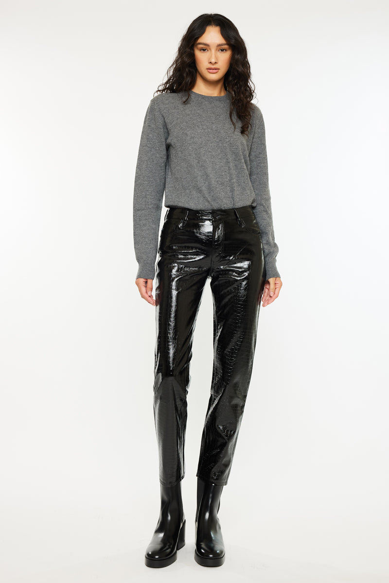 Josephine Faux Leather Mom Fit Pants - Official Kancan USA