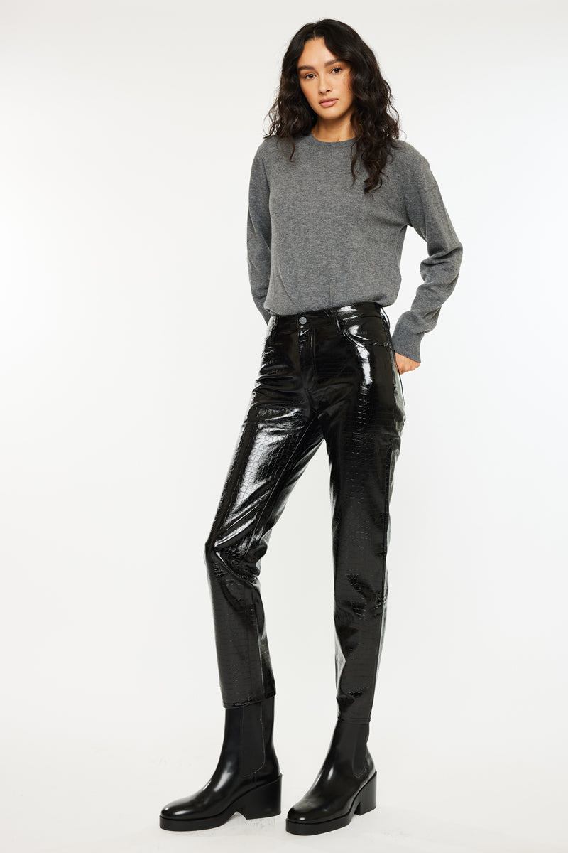 Josephine Faux Leather Mom Fit Pants – Kancan USA